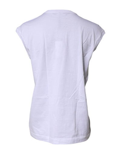 White Cotton Sleeveless Round Neck Tank Top