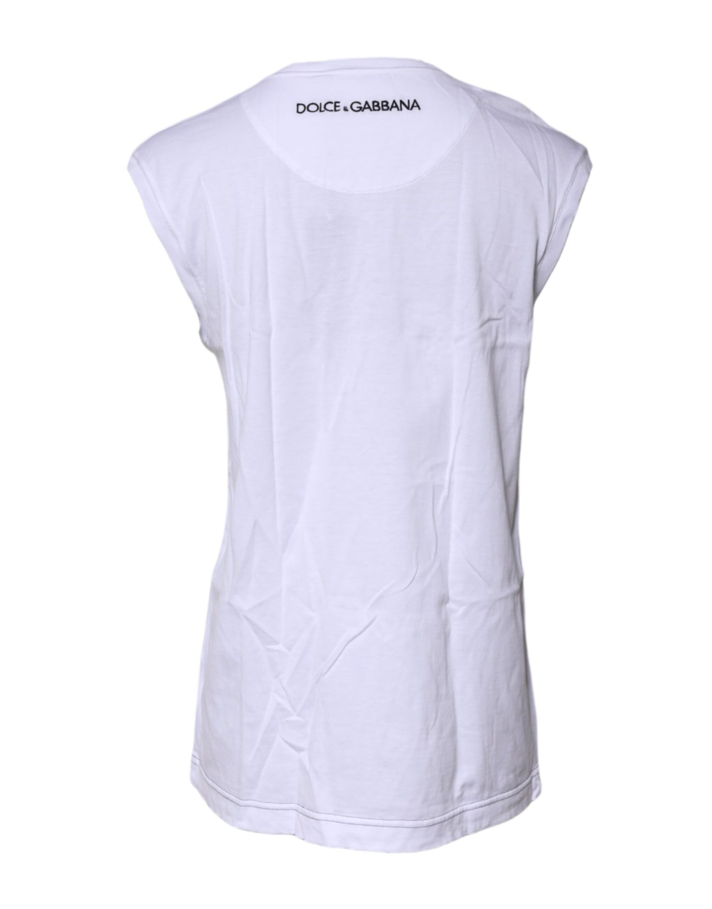 White Cotton Sleeveless Printed Tank T-shirt