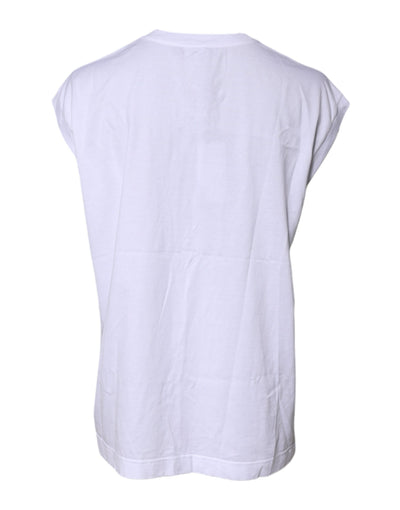 White Cotton Sleeveless Round Neck Tank Top