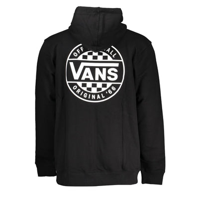 Black Cotton Men Sweater with Hood and Zip Pockets