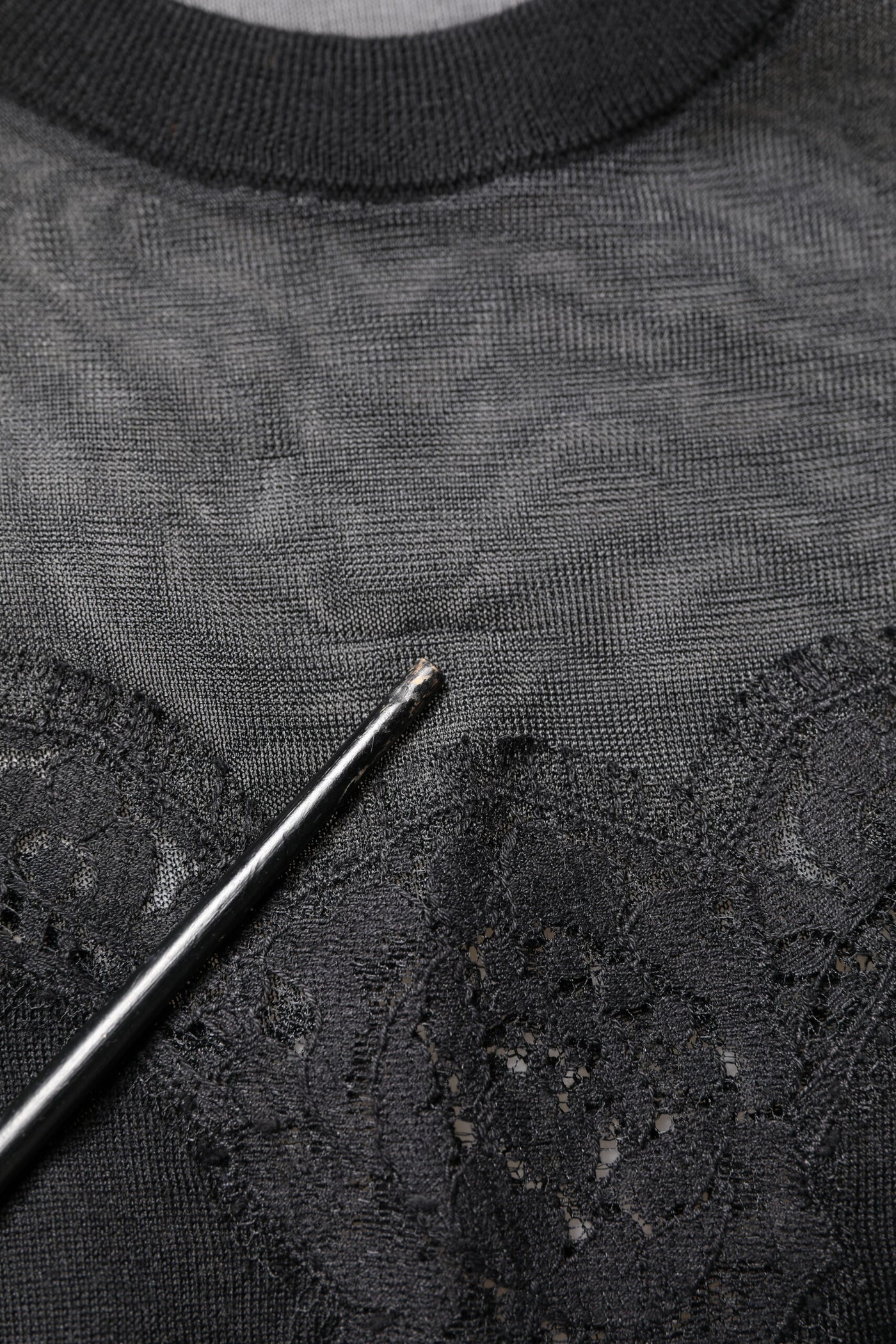Black Lace Sheer Crew Neck Sleeveless Top