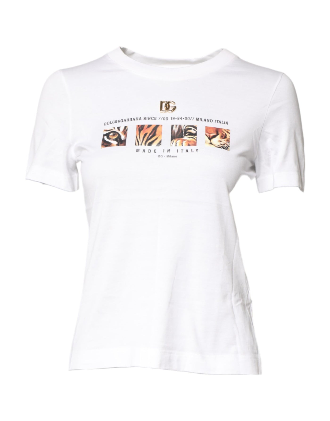White Cotton Graphic Print Crew Neck T-shirt