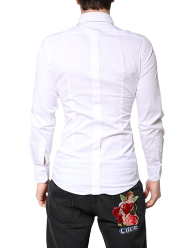 White Cotton GOLD Dress Formal Collared Shirt