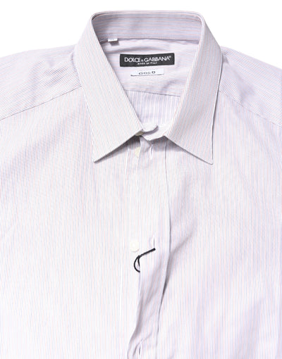 White Striped Cotton GOLD Long Sleeves Shirt