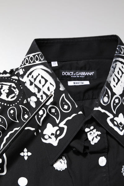 Black White Bandana MARTINI Men Dress Shirt