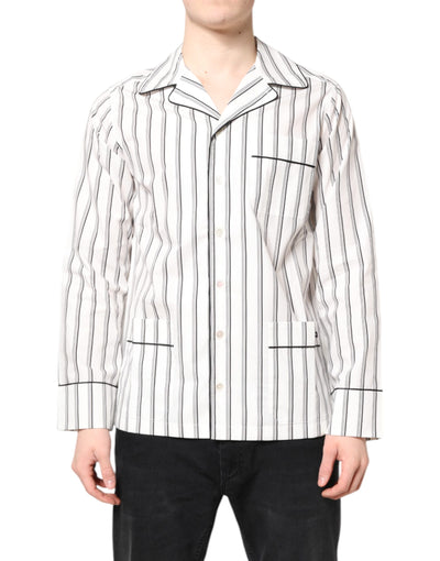White Stripes Lounge Pajama Sleepwear Shirt