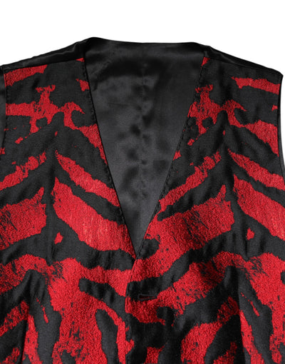 Red Black Stripe Dress Formal Waistcoat Vest