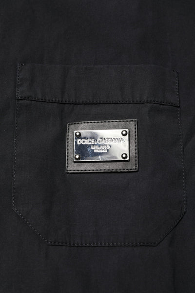 Black Cotton Short Sleeve Buttoned Casual Shirt