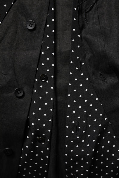 Black Polka Dot Collar Tie Neck Casual Shirt