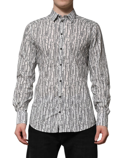 White Floral Print Casual Long Sleeves Shirt