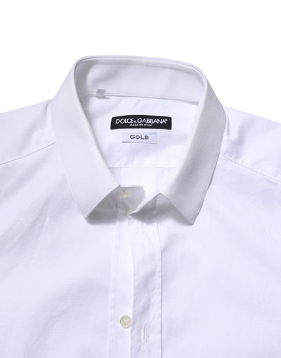 White Cotton GOLD Long Sleeve Men Dress Shirt
