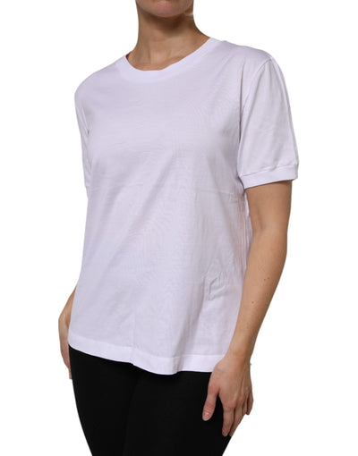 White Cotton Short Sleeve Round Neck T-shirt