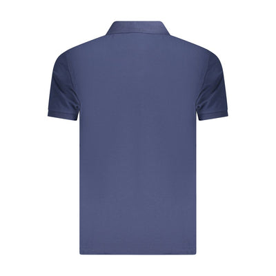 Blue Cotton Men Polo Shirt