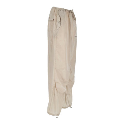 Beige Nylon Women's High-Waisted Trouser