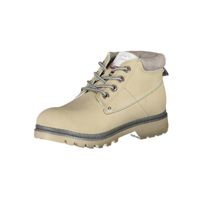 Beige Polyester Women Boot