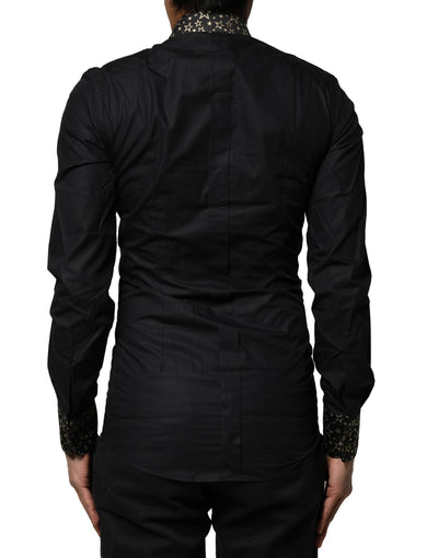 Black Cotton GOLD Long Sleeves Dress Shirt