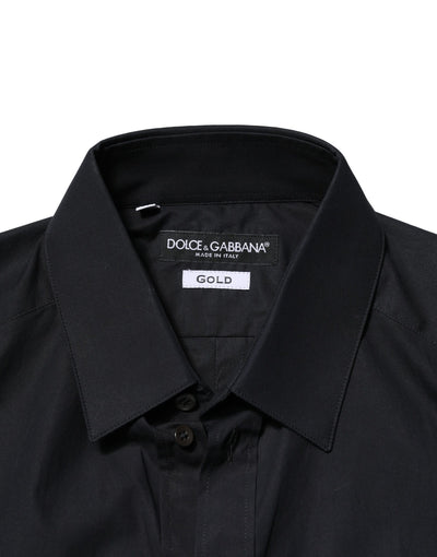 Black Cotton GOLD Long Sleeves Dress Shirt