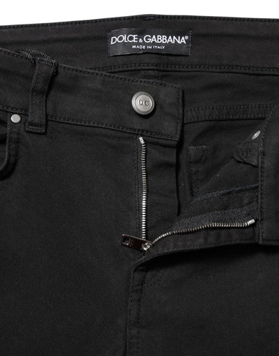 Black Cotton Skinny Mid Waisted Denim Jeans
