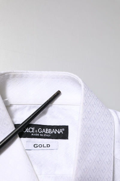 White Cotton GOLD Long Sleeves Formal Shirt