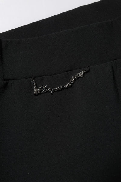 Black Polyester High Waisted Flared Pants