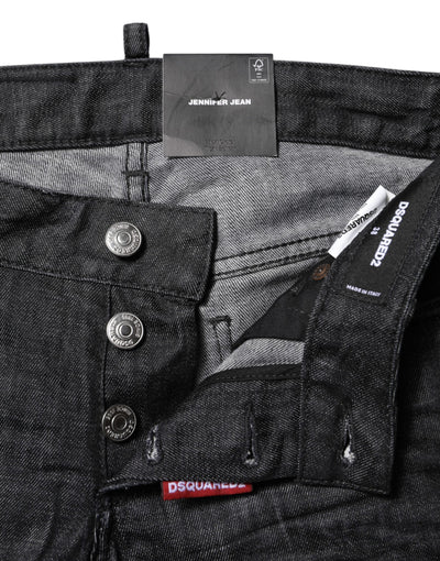 Black Cotton Low Waist Skinny Denim Jeans