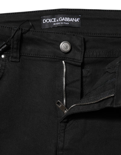 Black Cotton Skinny Mid Waist Denim Jeans