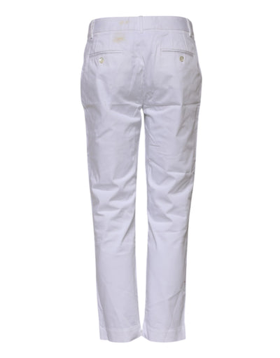 White Cotton Stretch Mid Waist Jeans