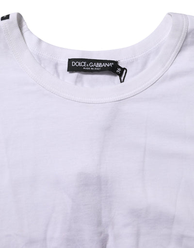 White Cotton Short Sleeves Cropped T-shirt