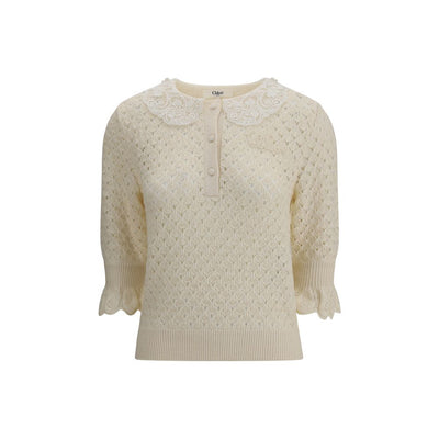 Sweater with lace collar