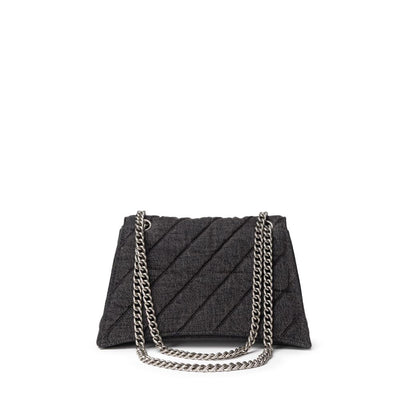 Black Fabric And Leather Shoulder Bag