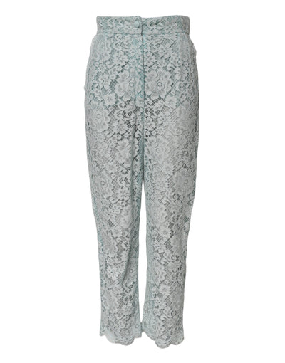 Mint Green Cotton Floral Lace Trousers Pants