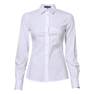 White Cotton Long Sleeves Collared Shirt Top