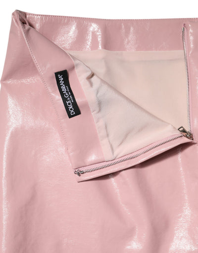 Glossy Pink Cotton Mid Waist Mini Skirt