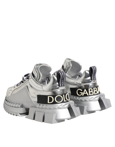 Silver Leather Super Queen Sneakers Shoes