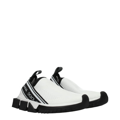 White Fabric Chunky Sneakers