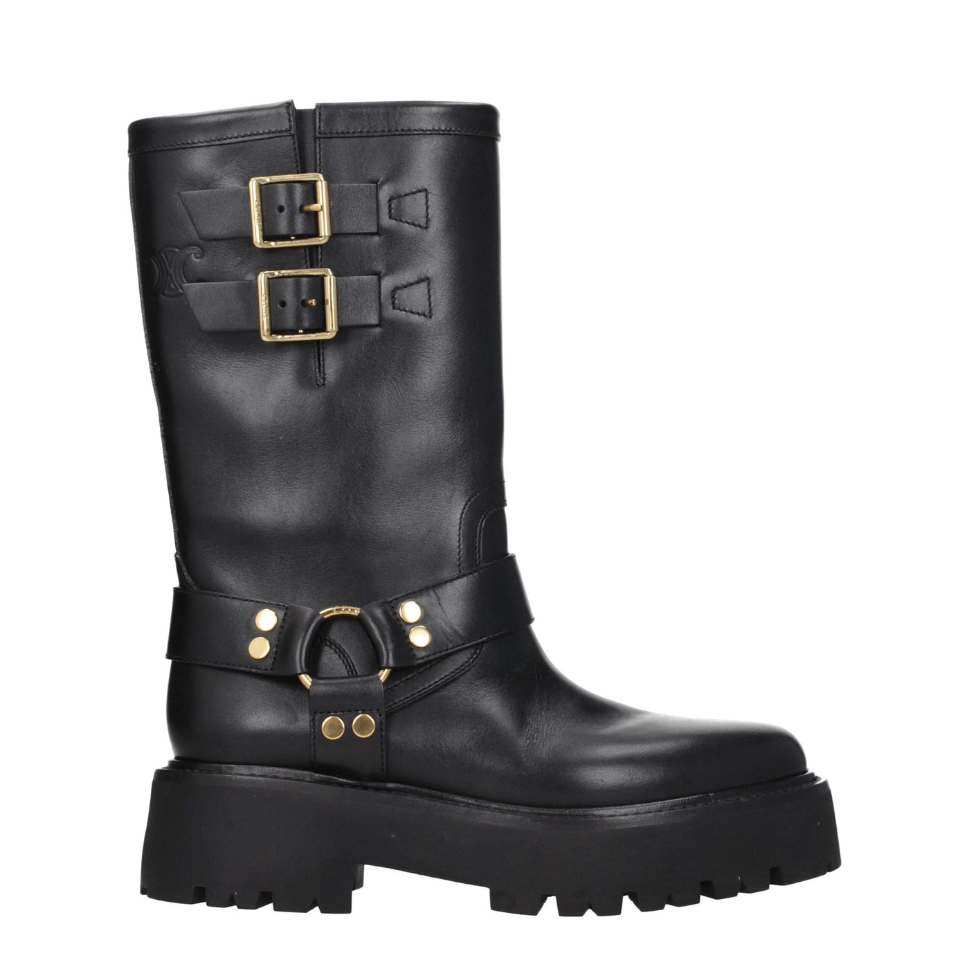 Gold Leather Ankle Boots
