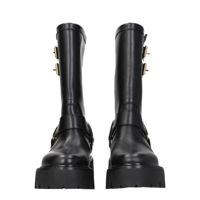Gold Leather Ankle Boots