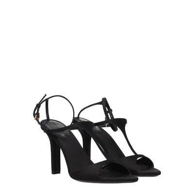 Black Satin Stiletto Heels Sandals