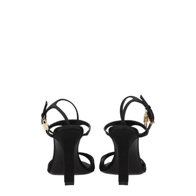 Black Satin Stiletto Heels Sandals
