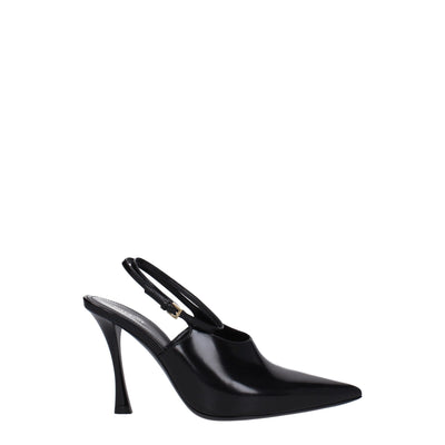 Black Leather High Heel Pumps