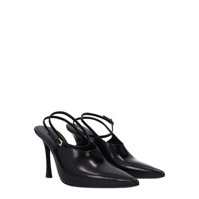 Black Leather High Heel Pumps