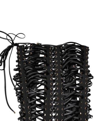 Black Eyelet Embellished Corset Style Top