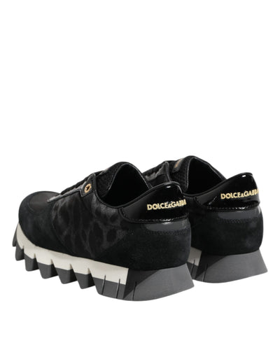 Black Gray Leopard Low Top Sneakers Shoes