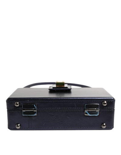 Blue DG BOX Lambskin Leather Crossbody Strap Bag