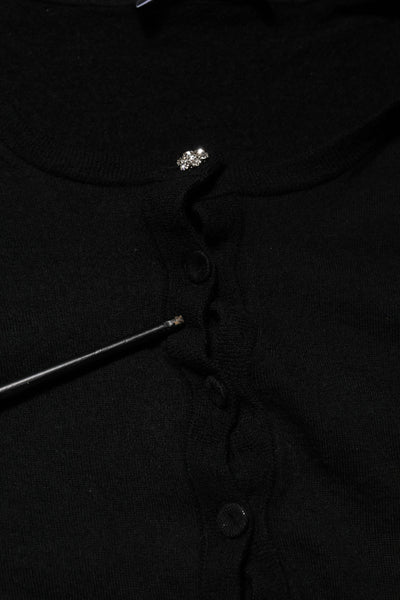 Black STAFF Round Neck Cardigan Sweater