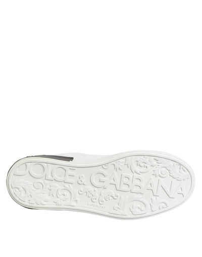 White Black Leather Portofino Sneaker Shoes