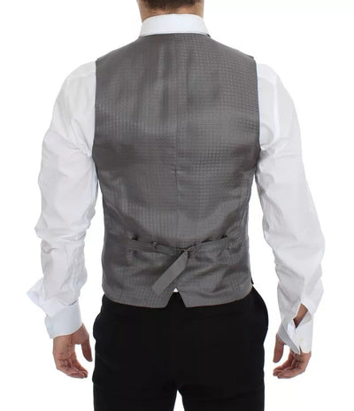 Gray Striped Formal Dress Gilet Vest