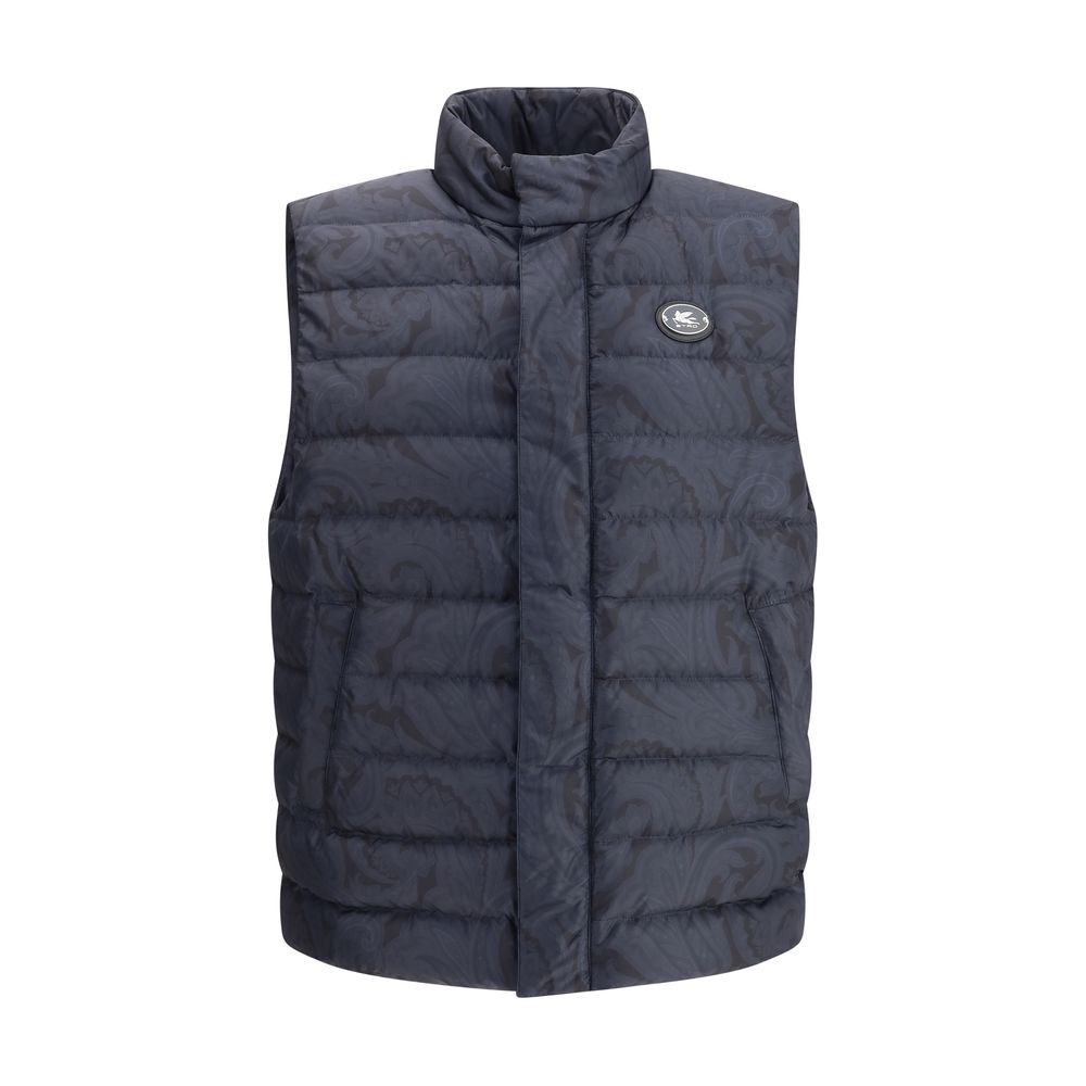 Blue Polyester Sleveless Jacket