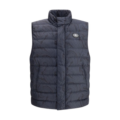 Blue Polyester Sleveless Jacket