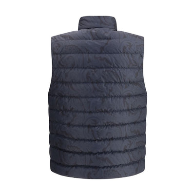 Blue Polyester Sleveless Jacket
